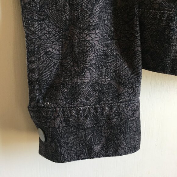 Kenneth Cole Reaction Cotton Paisley & Lace Print Moto Jacket - Picture 5 of 16